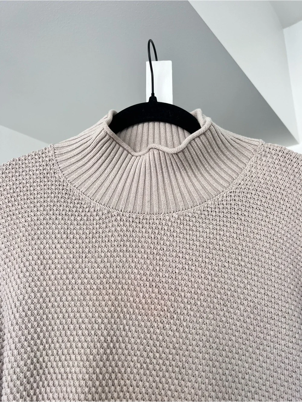 Free People Beach Mock Neck Knit Oversize Sweater Beige Sz M/L